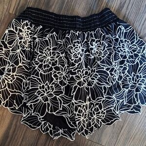 Anthropologie Plus Somerset Black  White Linen Cotton  Waist Shorts 2x